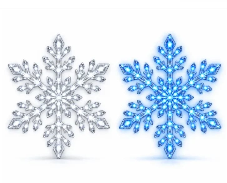 ❄️ LED Snowflake Wall Lights | 🎄3D Christmas Snowflake Decor with blue-white lighting, remote control & magical indoor holiday atmosphere ✨