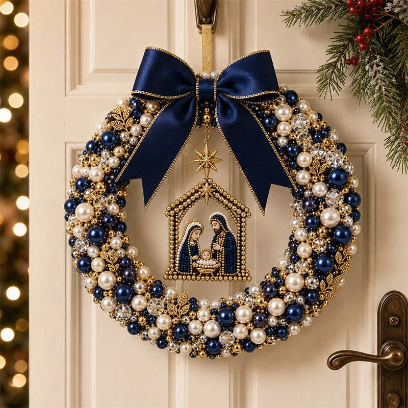 (🎁Last Day 49% OFF)🎄✨DIY Christmas Pearl Beaded Wreath Kit🌸