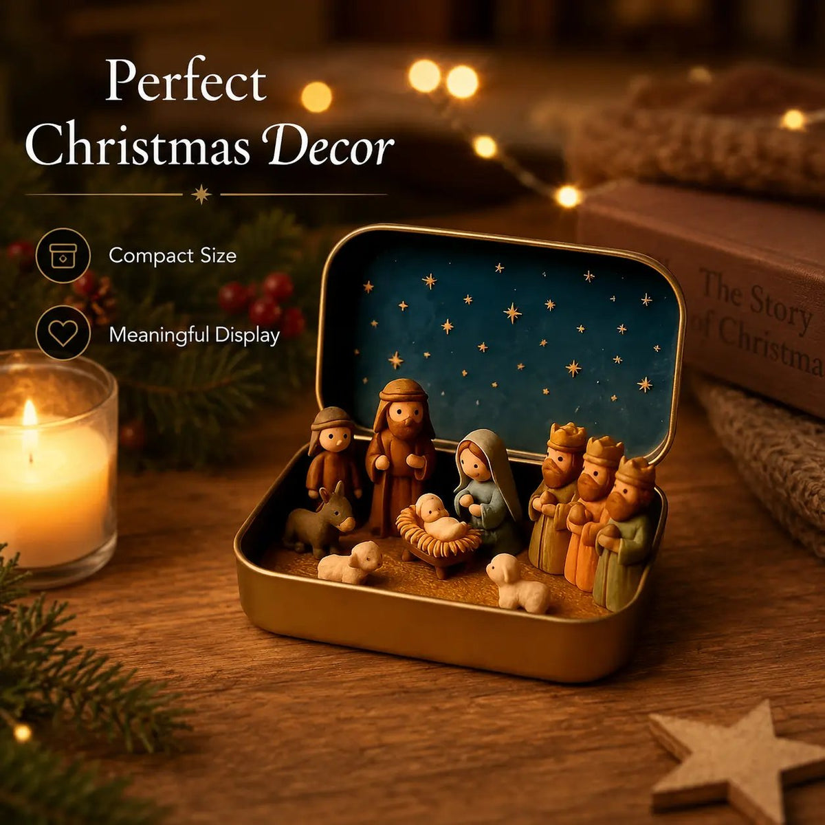 (🎁Last Day 49% OFF)✝️Mini Nativity Scene Keepsake Tin — Pocket-Sized Christmas Holy Family Set