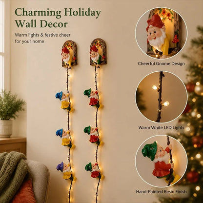 🎁Last Day 49% OFF - ✨🎅Handmade Climbing Gnome Christmas StringLights, Indoor OutdoorWall Hanging Holiday Decor🎄