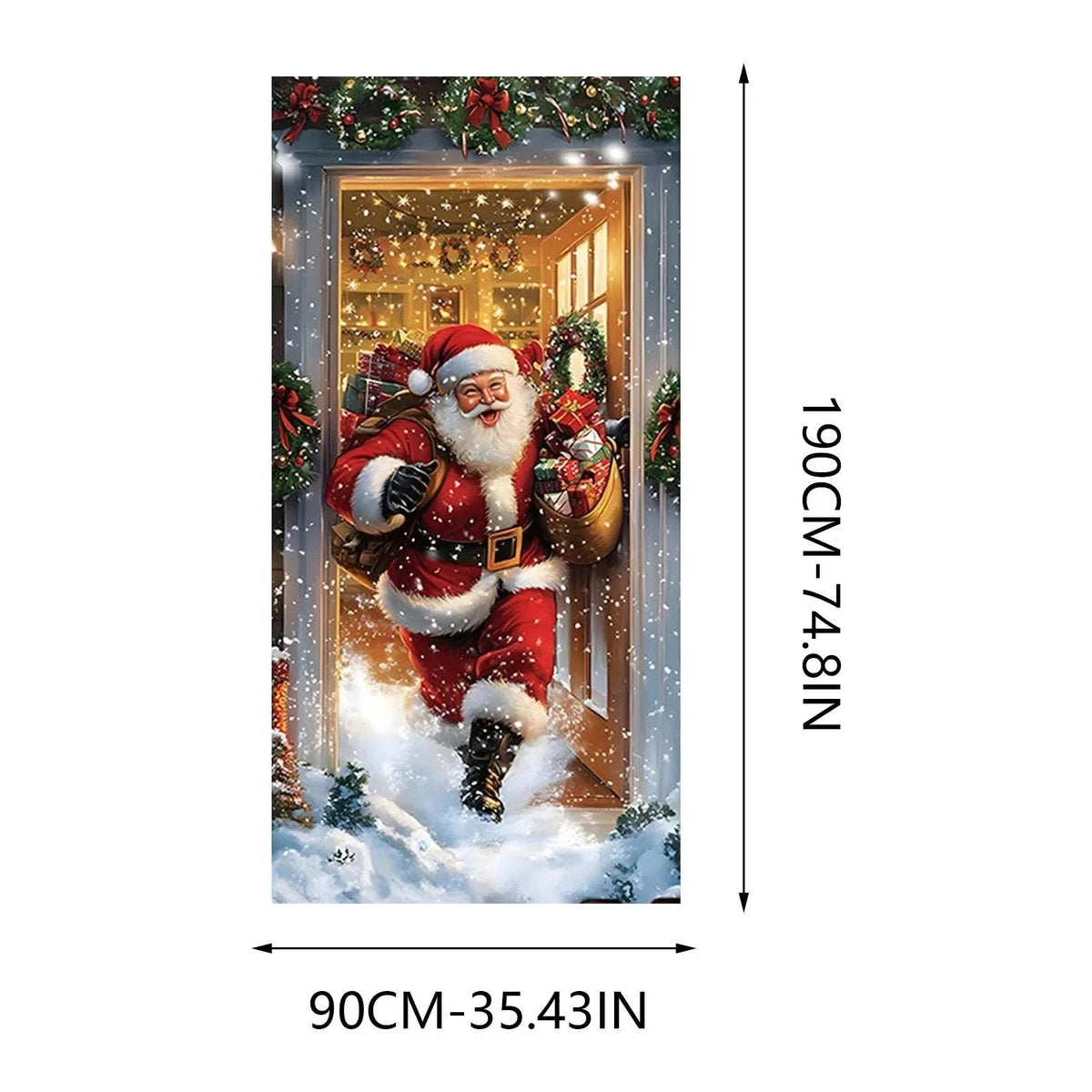 Christmas Santa Door Cover – Elastic Reusable Holiday Door Decoration