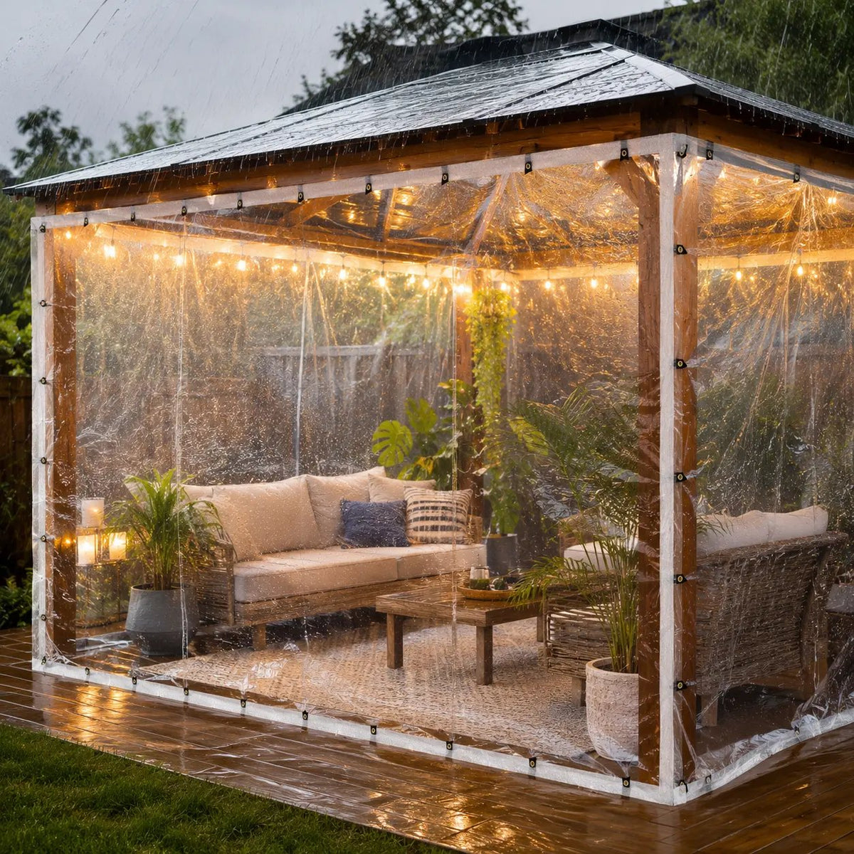 (🎁Last Day 49% OFF)🌧️RainShield ProTM Transparent Waterproof Tarp – Heavy-Duty Outdoor Cover with Secure Grommets