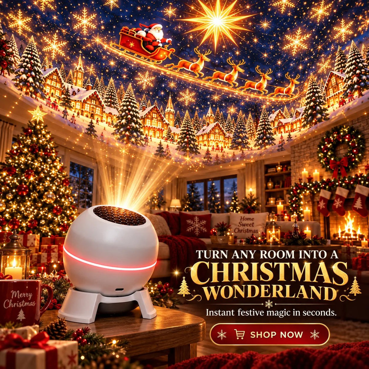 🎁Last Day 49% OFF - 💡🎅 Turn Any Room Into a Christmas Wonderland – Holiday Projection Night Light🎄