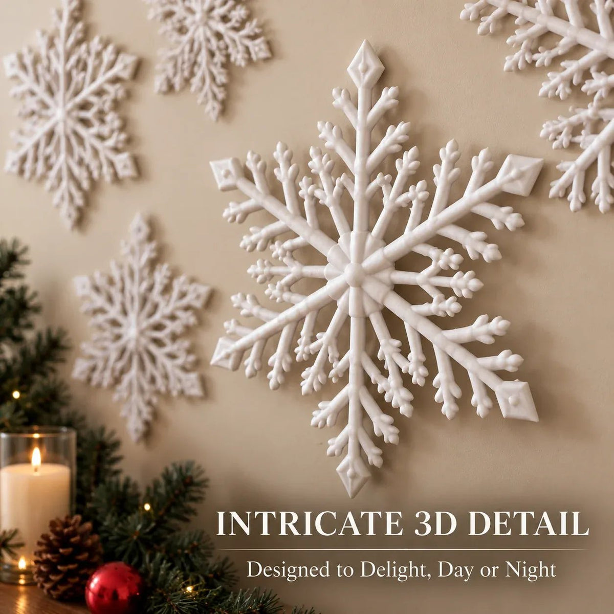 ❄️ LED Snowflake Wall Lights | 🎄3D Christmas Snowflake Decor with blue-white lighting, remote control & magical indoor holiday atmosphere ✨