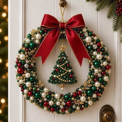 (🎁Last Day 49% OFF)🎄✨DIY Christmas Pearl Beaded Wreath Kit🌸
