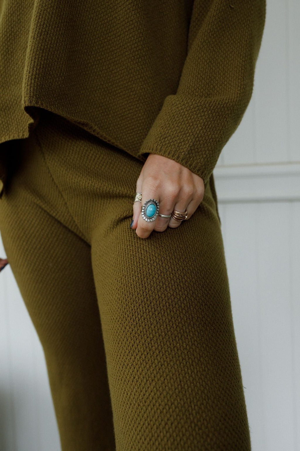 Hidden Beach Adjustable Turquoise Ring - Silver