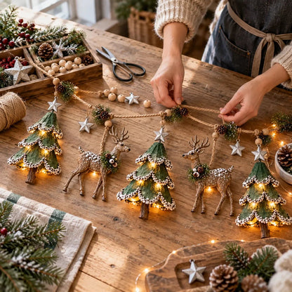 ⏰ LAST DAY 49% OFF - 🎄Lighted Woodland Christmas Garland🦌