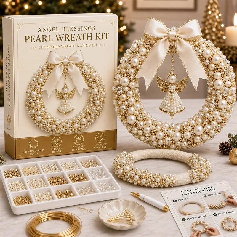 (🎁Last Day 49% OFF)🎄✨DIY Christmas Pearl Beaded Wreath Kit🌸