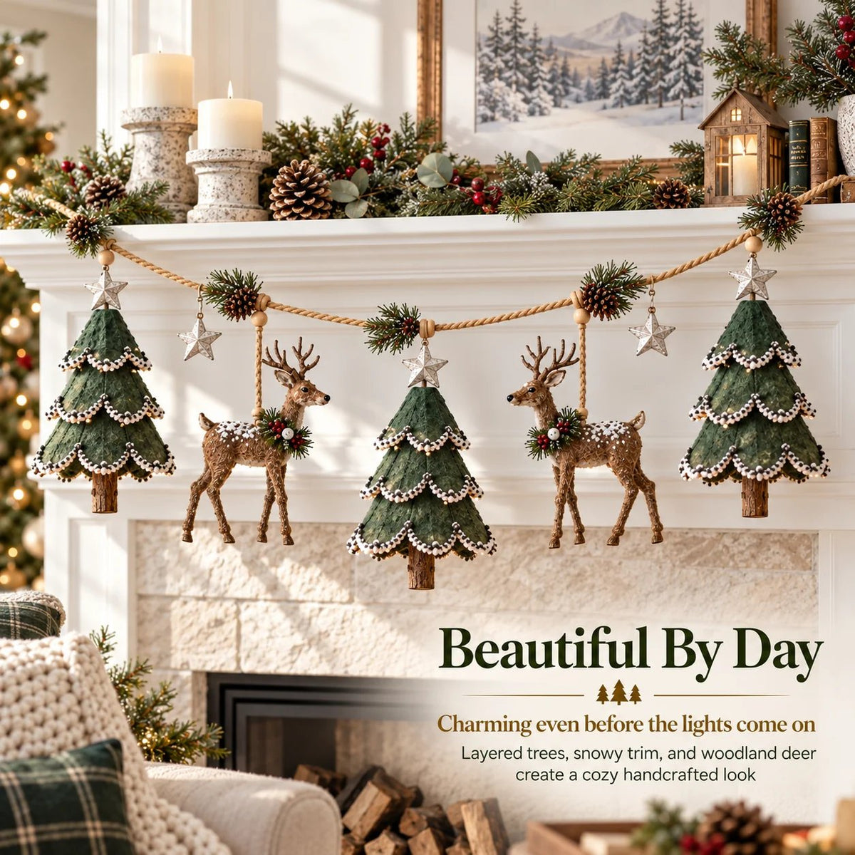 ⏰ LAST DAY 49% OFF - 🎄Lighted Woodland Christmas Garland🦌