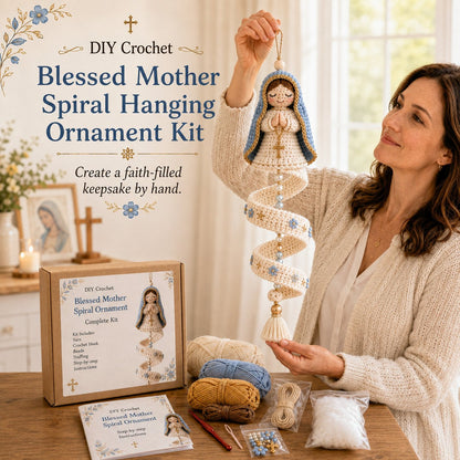 🔥Last Day 50% OFF -✝️DIY Crochet Blessed Mother Spiral Hanging Ornament Kit