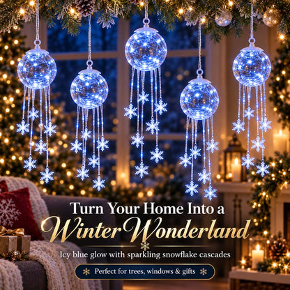 Winter Magic Snowflake Waterfall – Hanging LED Christmas Decorations❄️