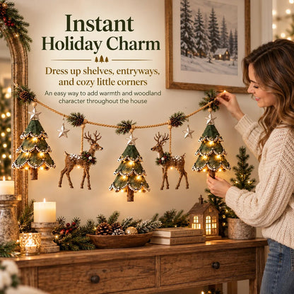 ⏰ LAST DAY 49% OFF - 🎄Lighted Woodland Christmas Garland🦌