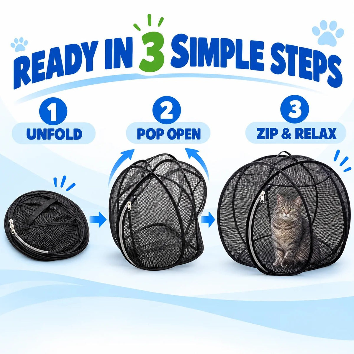 🐱🌿 FreshAir Cat HavenTM – Pop-Up Mesh Playpen