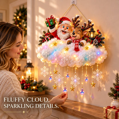 🎁Last Day 49% OFF - ✨🎅 Santa & Reindeer Cloud Christmas Wall Light☁️