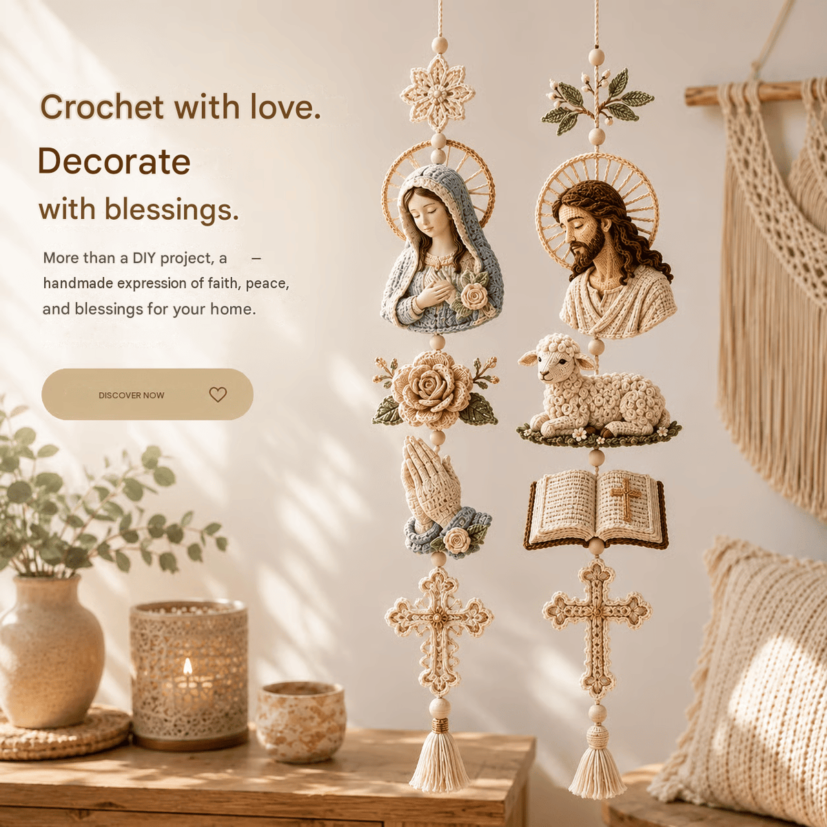 🎁Last Day 49% OFF - ✝️"Blessed Faith" DIY Crochet Kit – Hanging Decoration✨