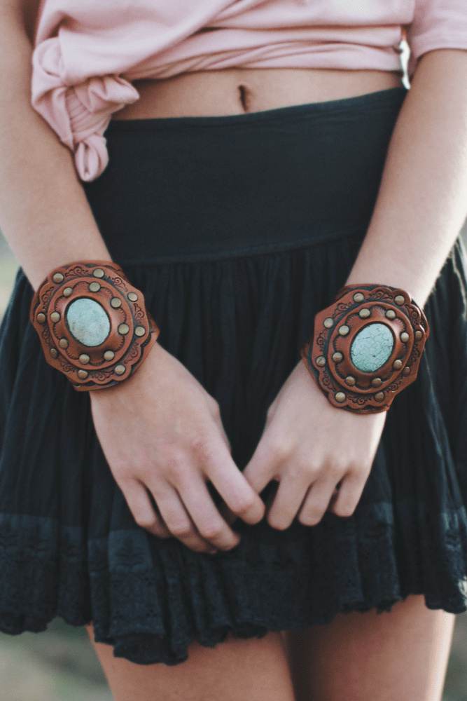 Aegean Boho Leather Cuff Bracelet - Brown