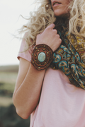 Aegean Boho Leather Cuff Bracelet - Brown