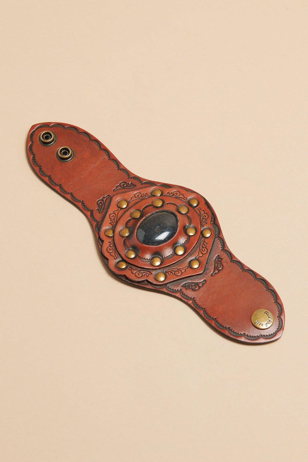 Aegean Boho Leather Cuff Bracelet - Black