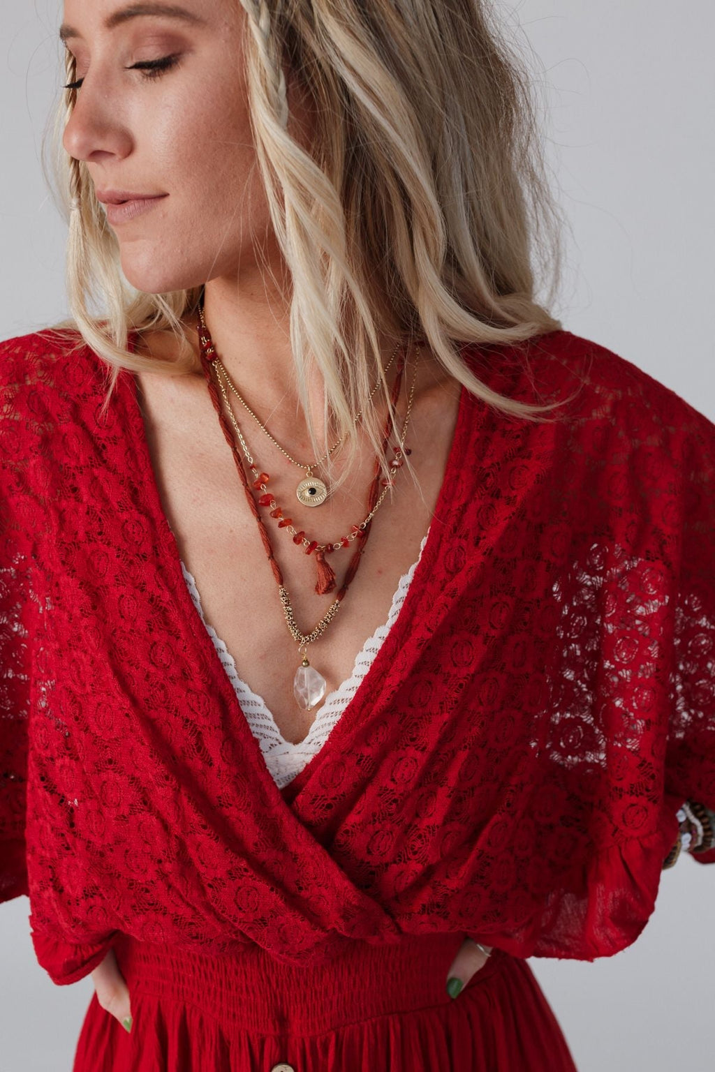 Carnelian Multi Layered Necklace - Rust