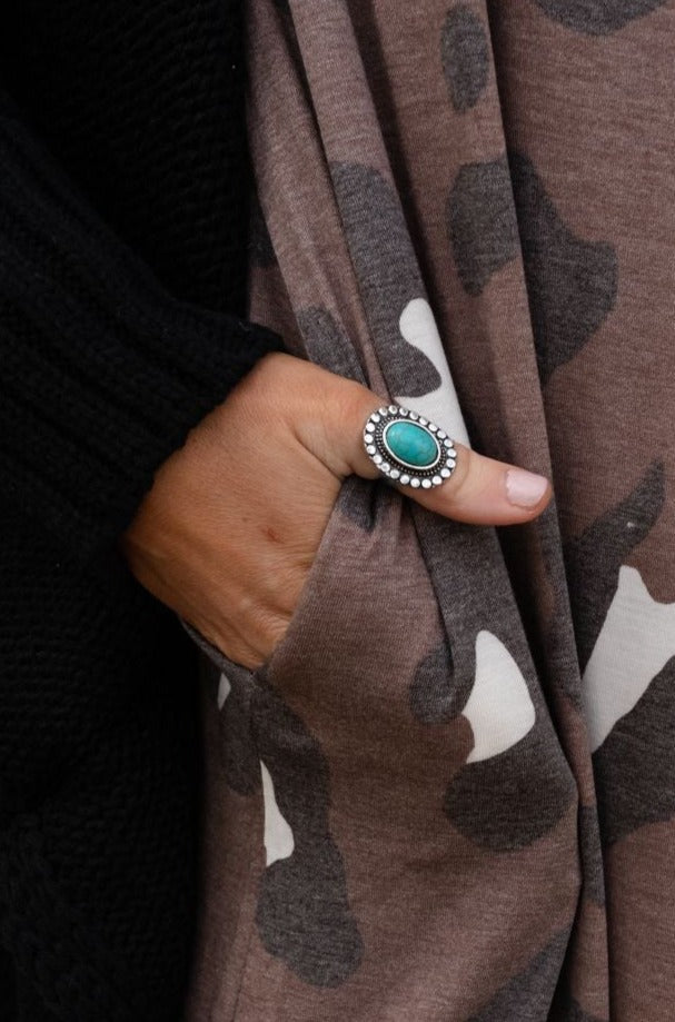 Hidden Beach Adjustable Turquoise Ring - Silver