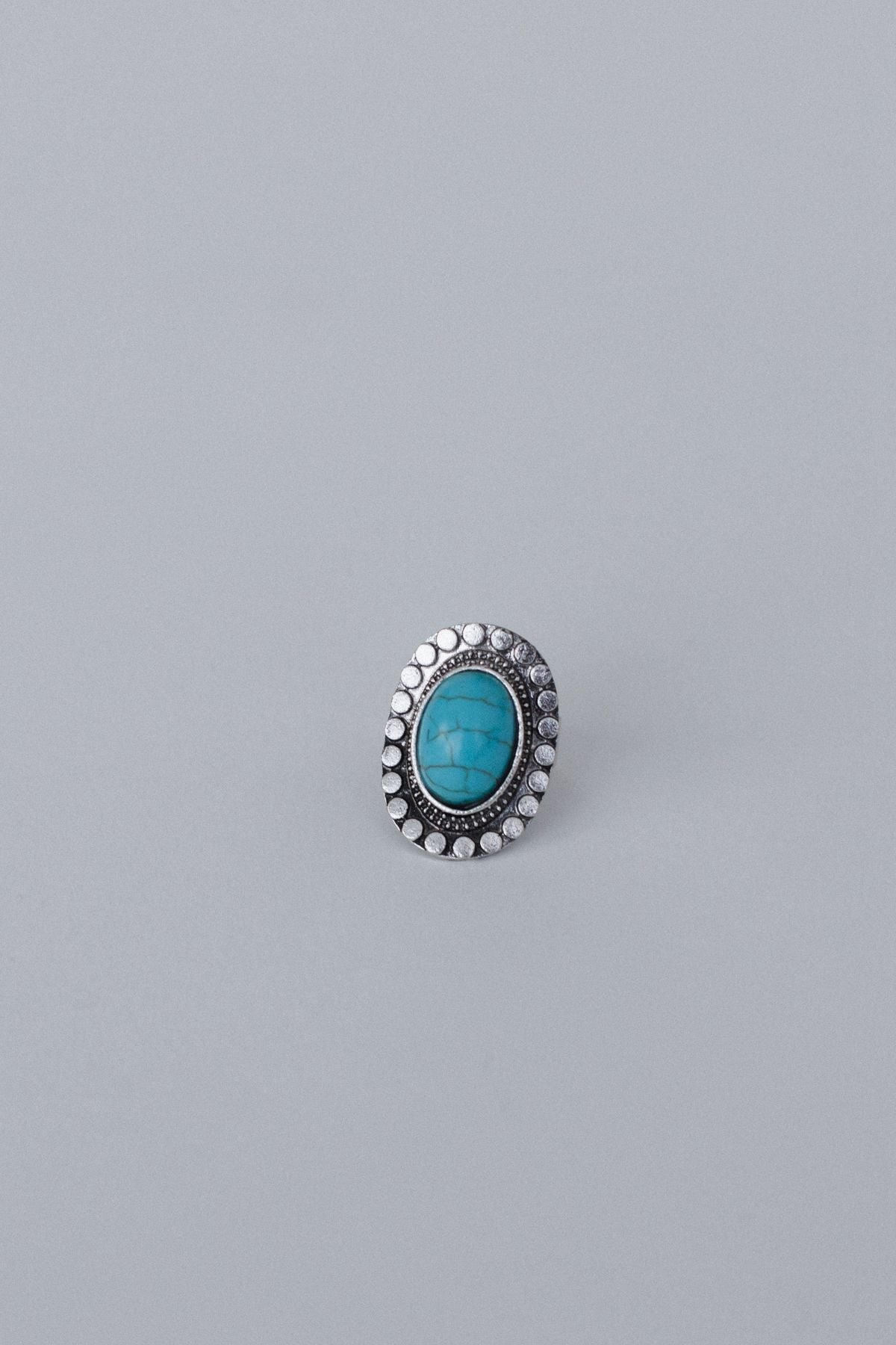 Hidden Beach Adjustable Turquoise Ring - Silver