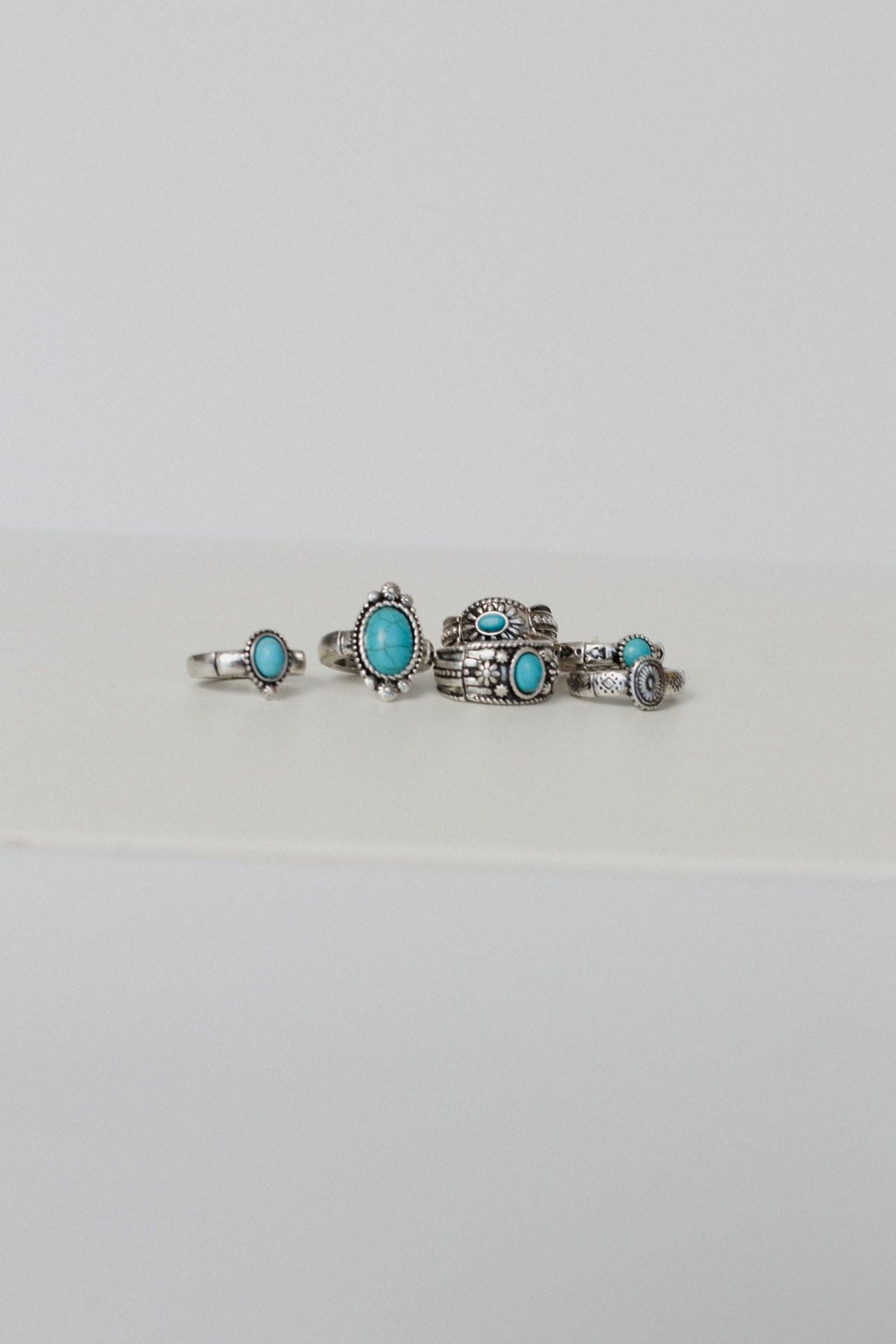 New Dawn Stretch Band Ring Set - Turquoise