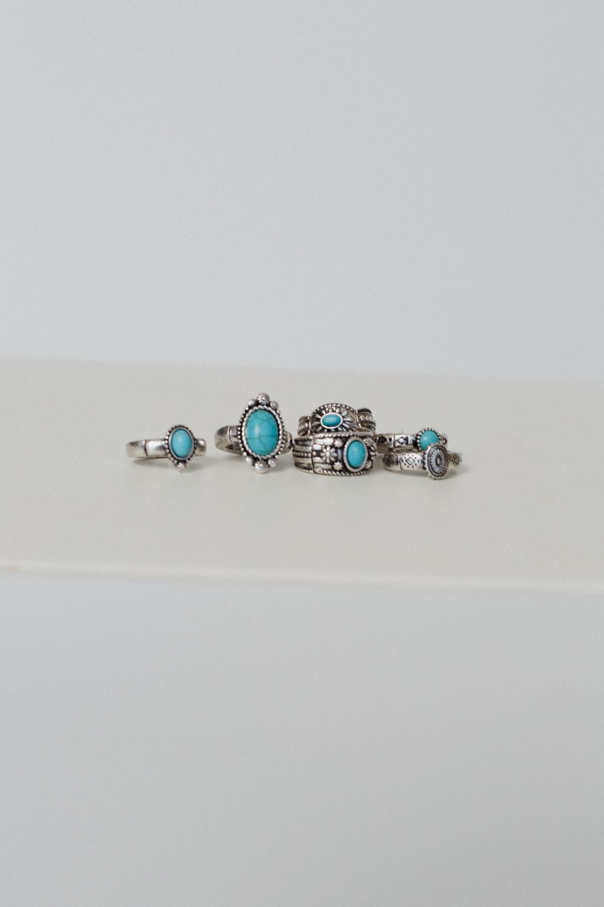 New Dawn Stretch Band Ring Set - Turquoise