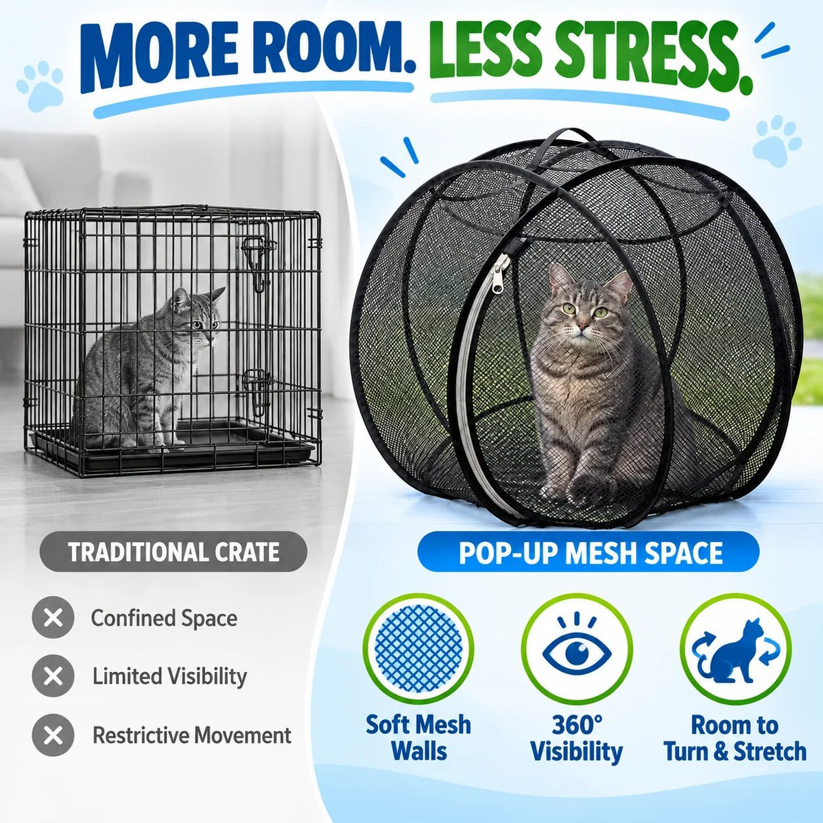 🐱🌿 FreshAir Cat HavenTM – Pop-Up Mesh Playpen
