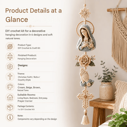 🎁Last Day 49% OFF - ✝️"Blessed Faith" DIY Crochet Kit – Hanging Decoration✨