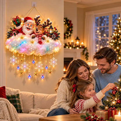 🎁Last Day 49% OFF - ✨🎅 Santa & Reindeer Cloud Christmas Wall Light☁️