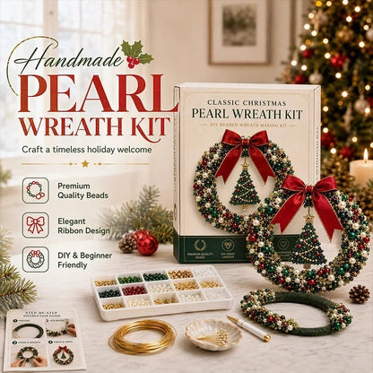 (🎁Last Day 49% OFF)🎄✨DIY Christmas Pearl Beaded Wreath Kit🌸