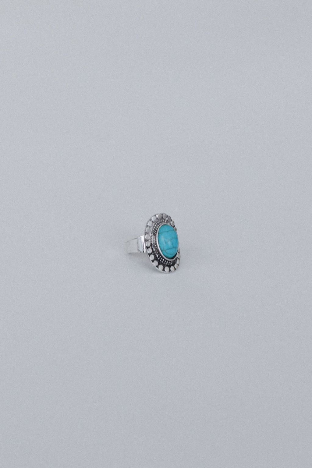 Hidden Beach Adjustable Turquoise Ring - Silver