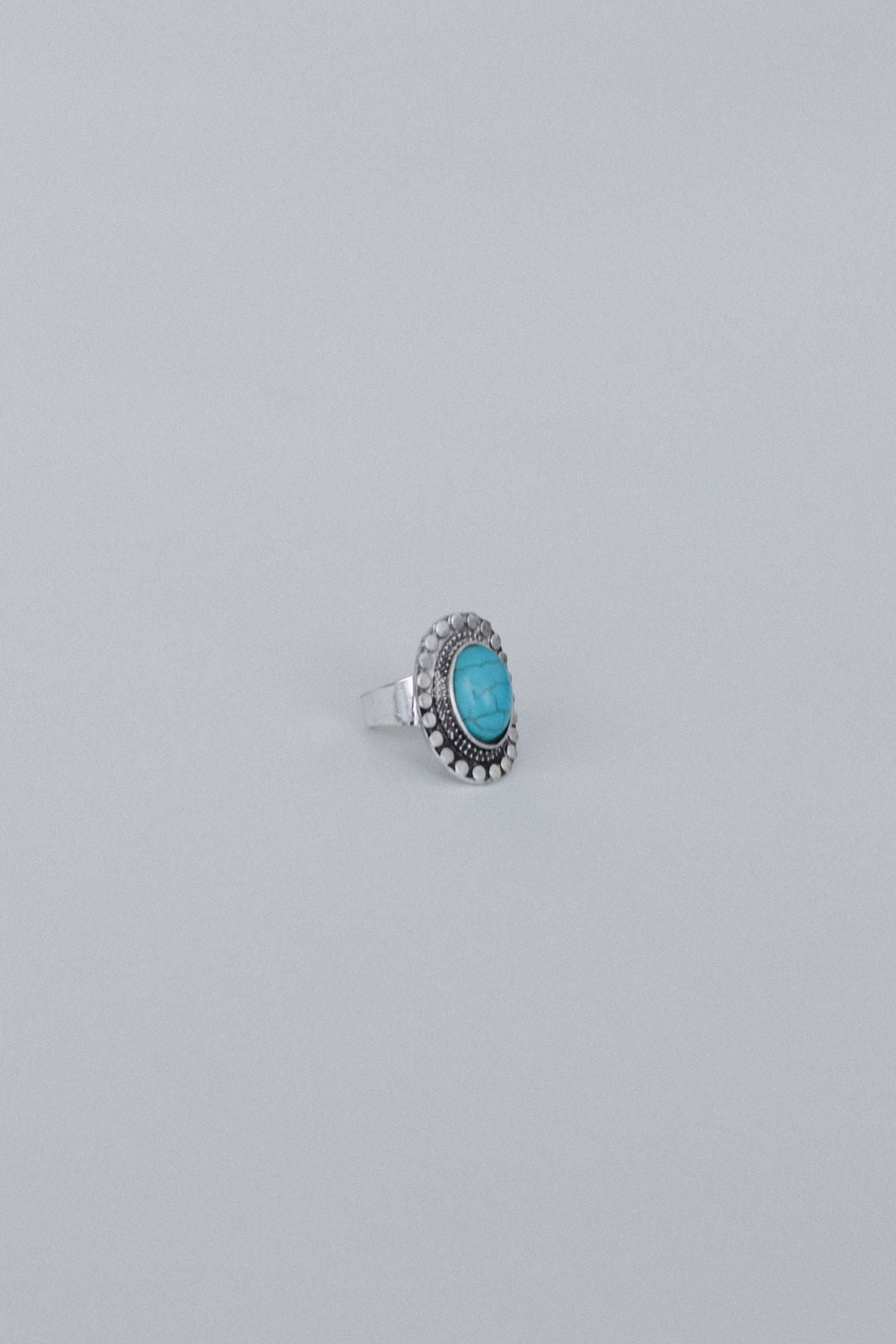 Hidden Beach Adjustable Turquoise Ring - Silver
